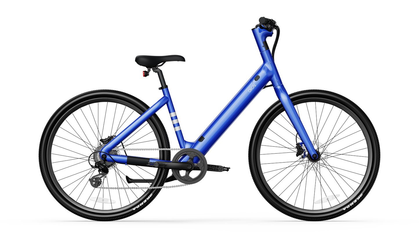 NEW Minimalist Fitness Step-through e-Bike w/ up to 62 miles Max Operating Range and 20 MPH Max Speed - Bolt Blue
