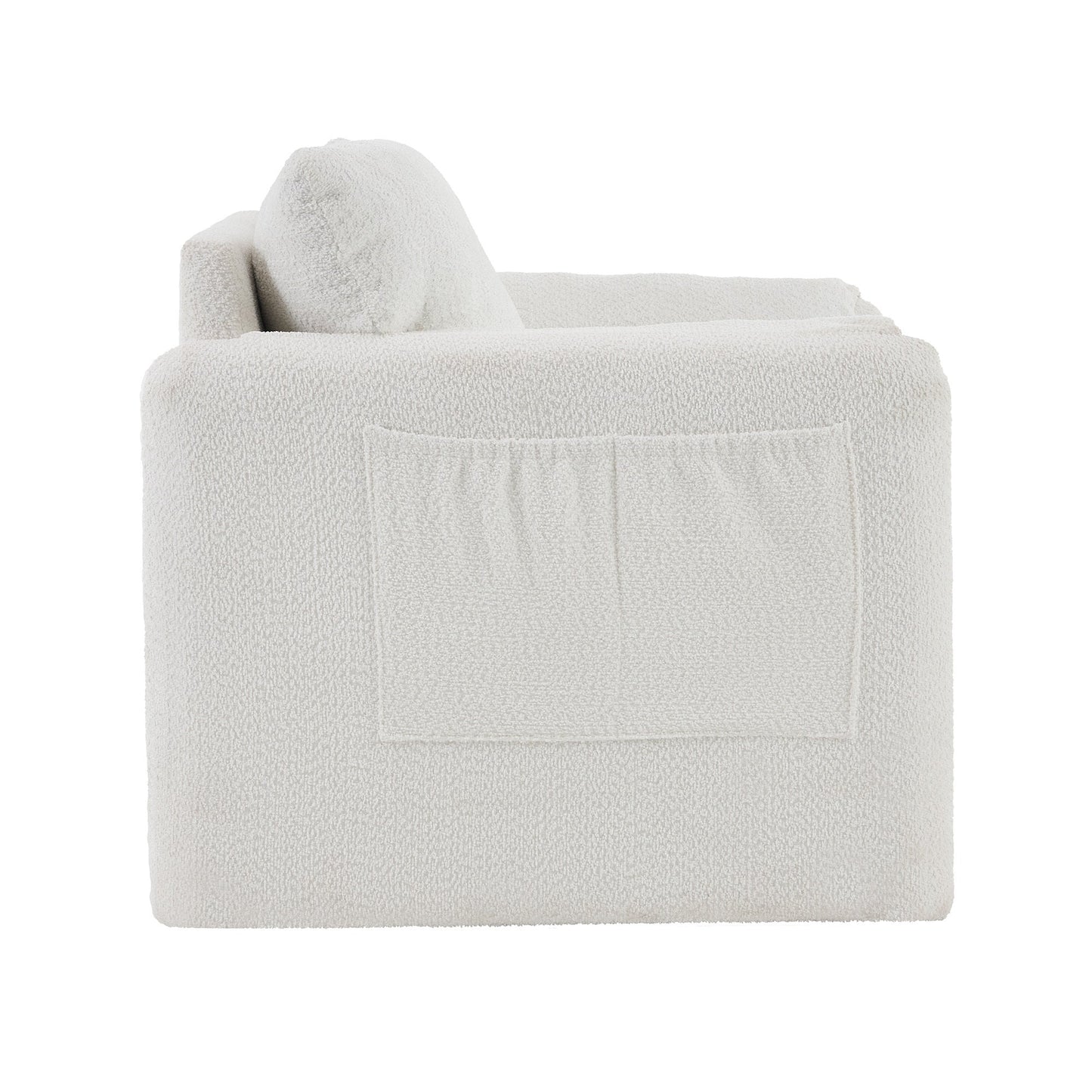 NEW Fixed Modern Ivory White Plush Chenille Lounge Accent Single Seater Armchair Chair with High-Resilience Cushion