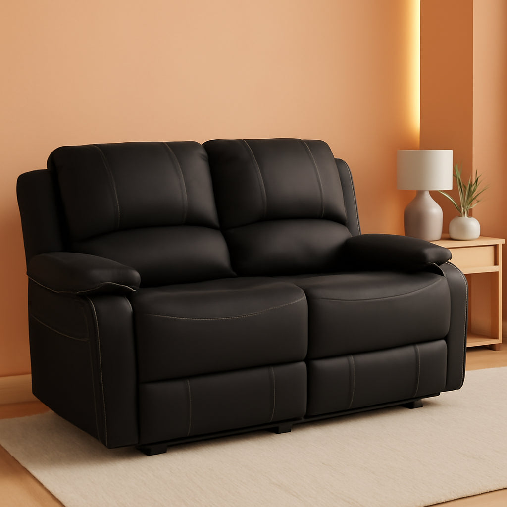 NEW 58 Inch Wall Hugger RV Theater Seats Double Recliner Black