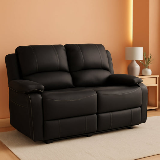NEW 58 Inch Wall Hugger RV Theater Seats Double Recliner Black