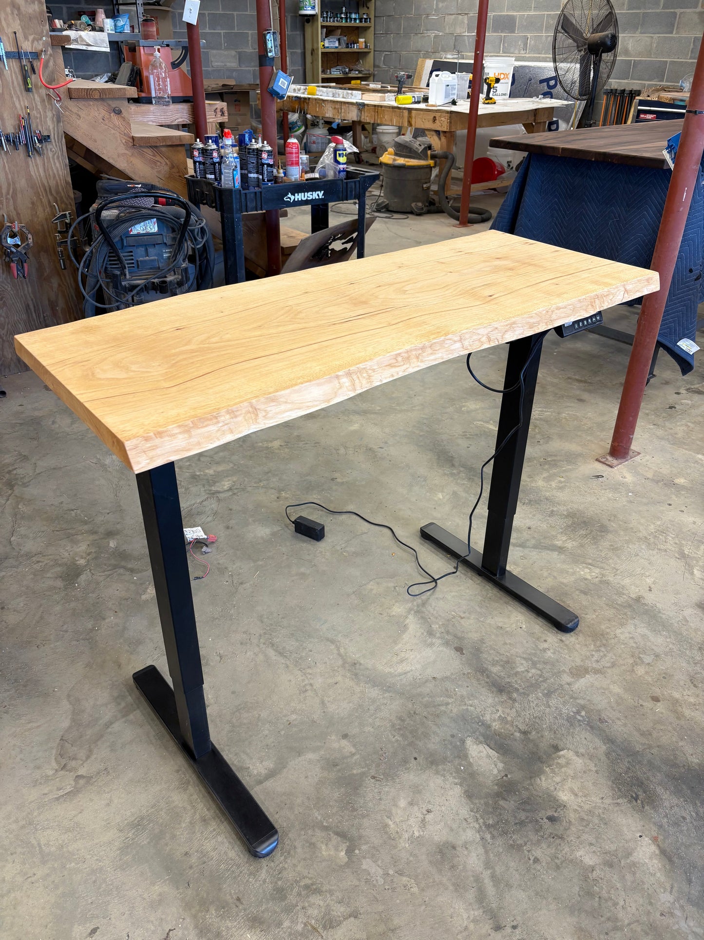 NEW Adjustable height sit/stand pecan desk