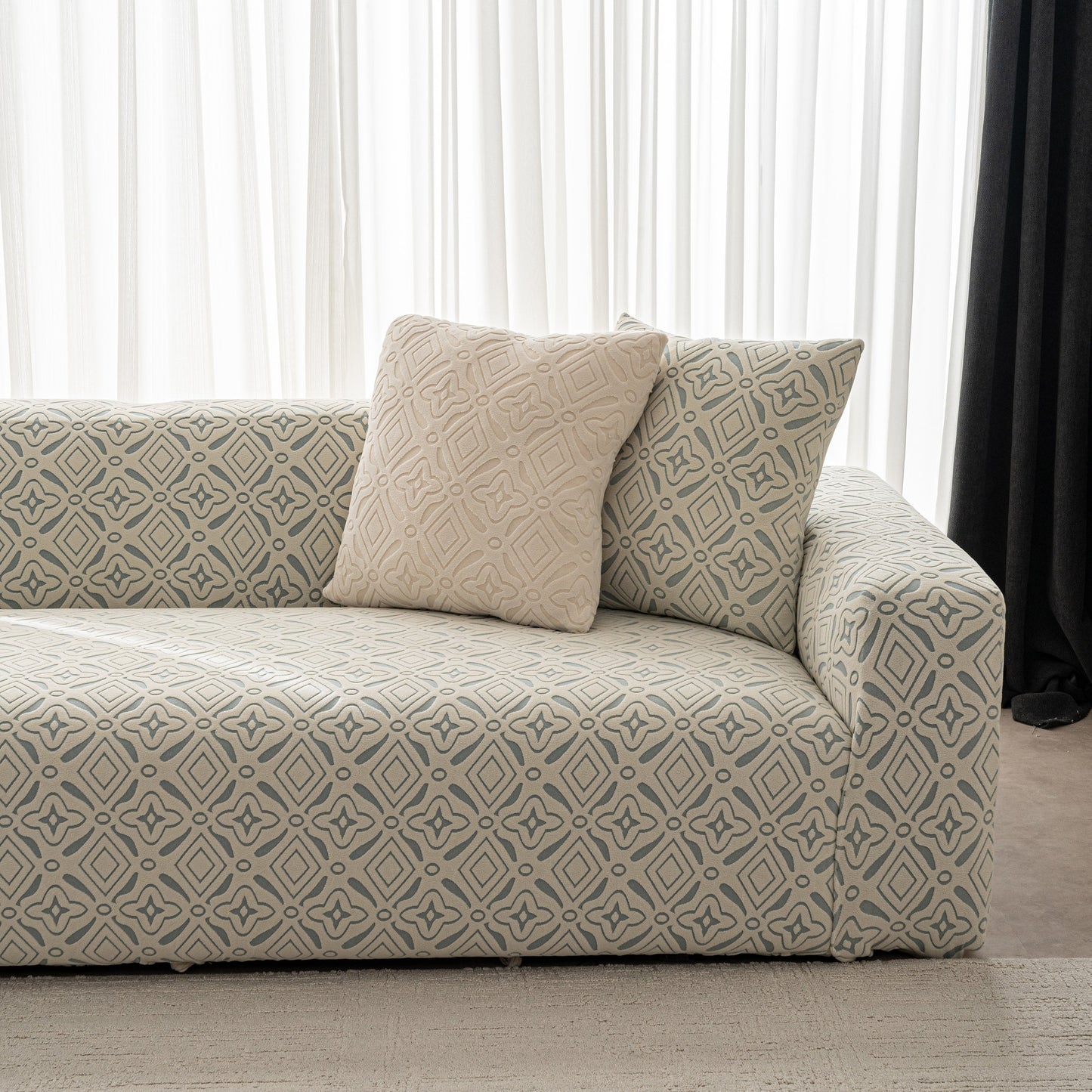 NEW 3D Jacquard Geometric Sofa Cover, High Stretch Soft Polar Fleece Slipcover for Couch
