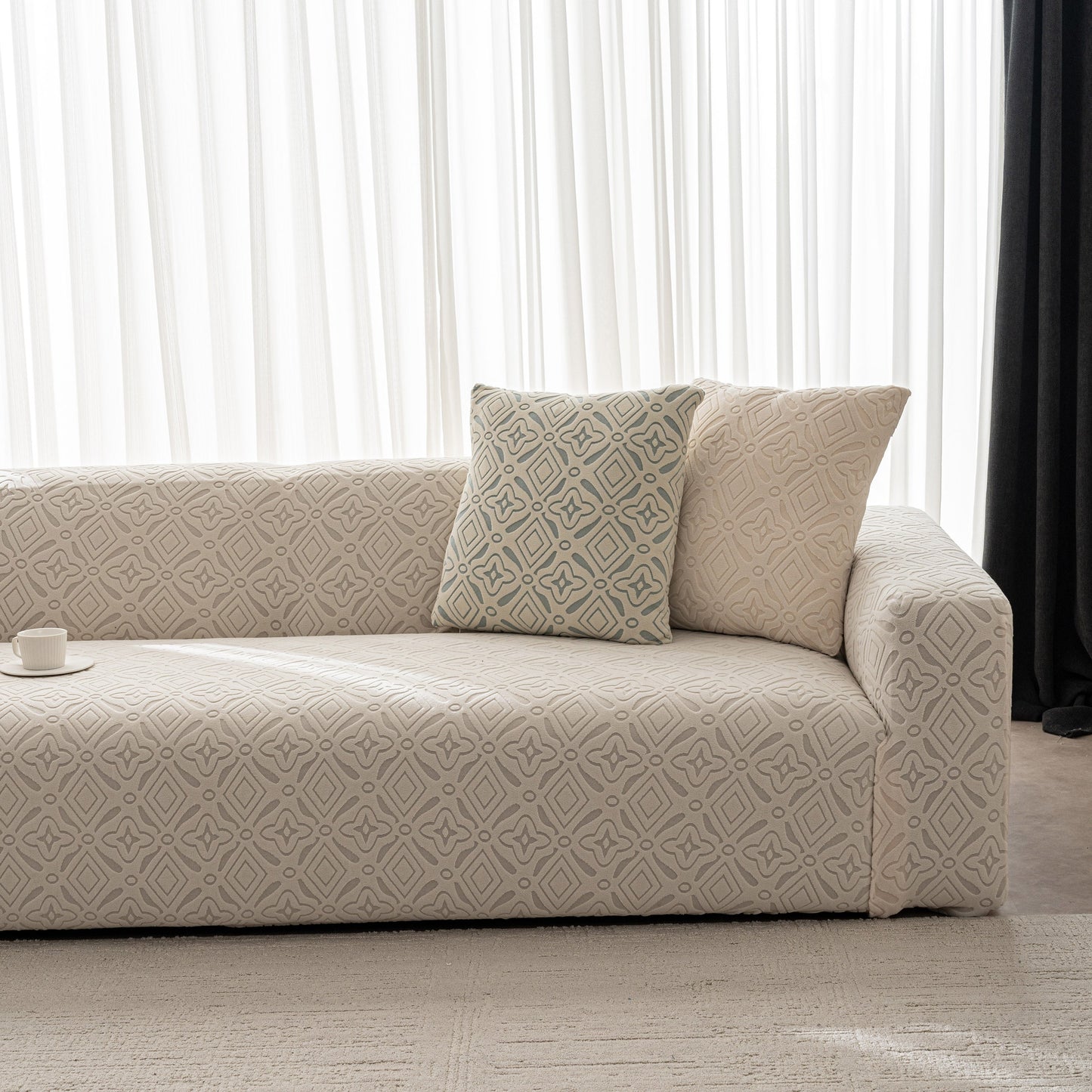 NEW 3D Jacquard Geometric Sofa Cover, High Stretch Soft Polar Fleece Slipcover for Couch