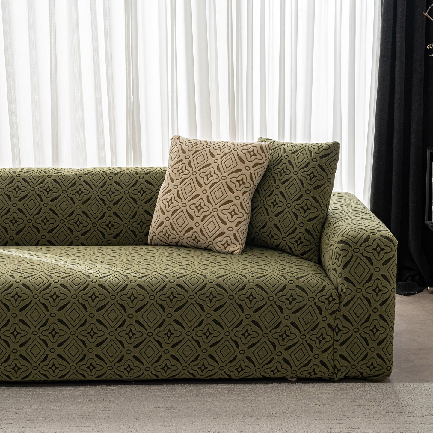 NEW 3D Jacquard Geometric Sofa Cover, High Stretch Soft Polar Fleece Slipcover for Couch