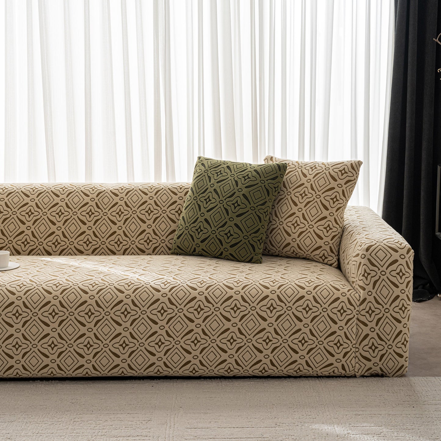 NEW 3D Jacquard Geometric Sofa Cover, High Stretch Soft Polar Fleece Slipcover for Couch