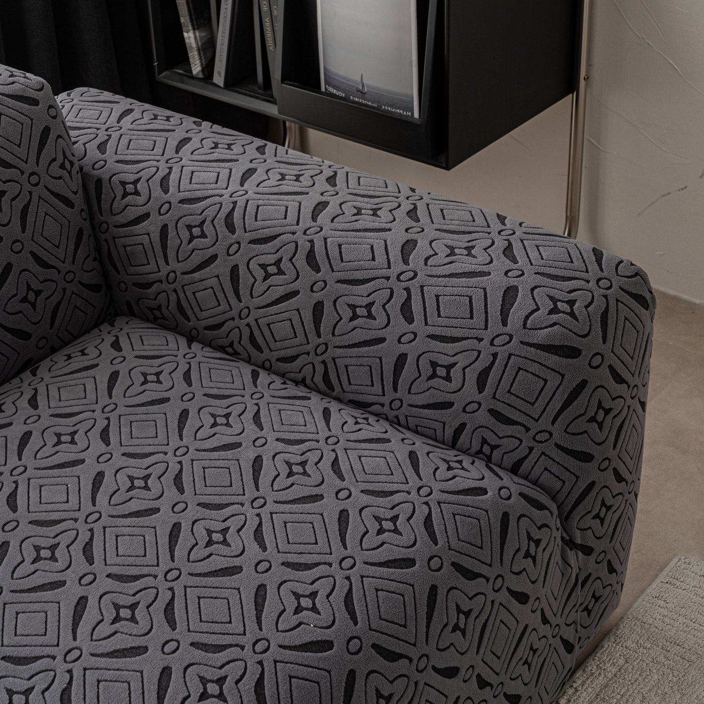 NEW 3D Jacquard Geometric Sofa Cover, High Stretch Soft Polar Fleece Slipcover for Couch