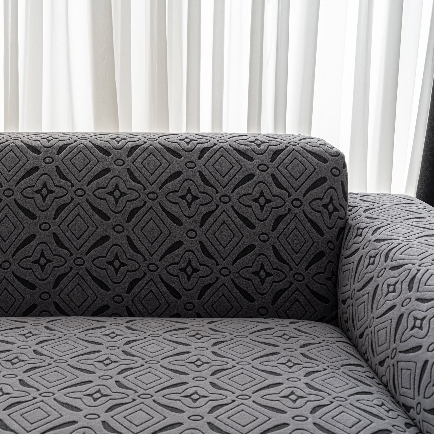 NEW 3D Jacquard Geometric Sofa Cover, High Stretch Soft Polar Fleece Slipcover for Couch