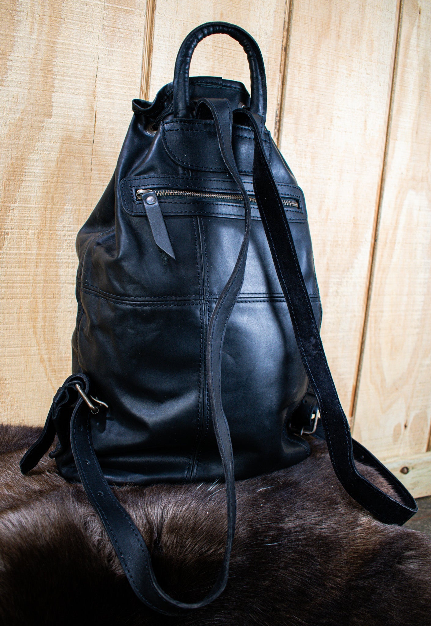 NEW Leather Bucket Bag - Black