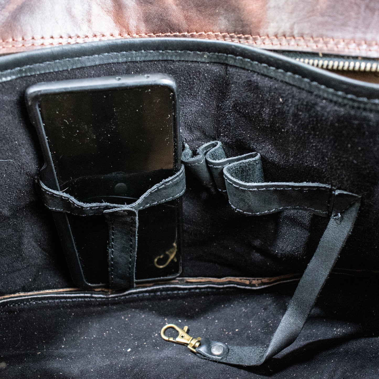 NEW Leather Hide Laptop Bag- Rustic Merlot and Black (Buckles)