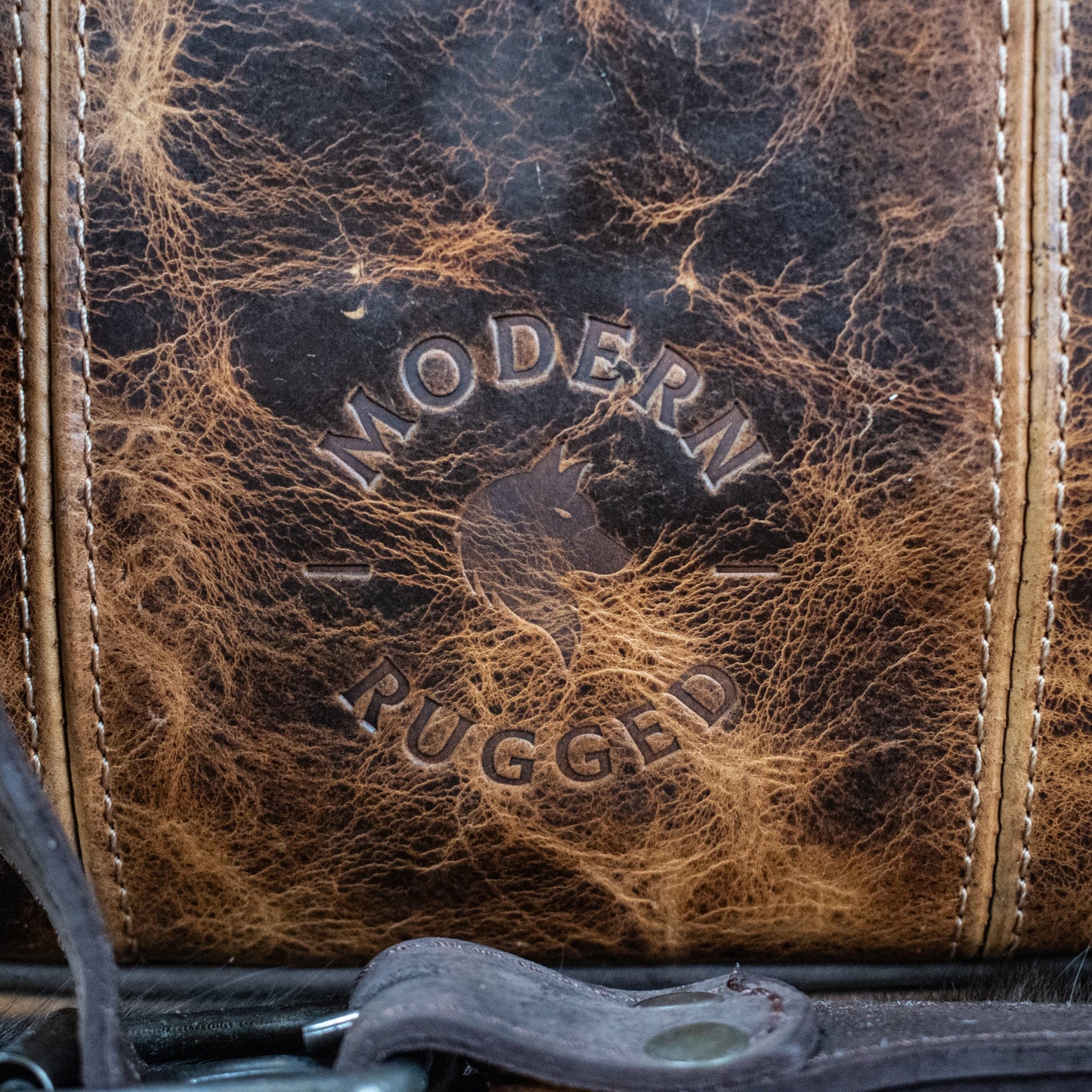 NEW Leather Hide Laptop Bag- Rustic Chestnut and Dark Brown (Buckles)