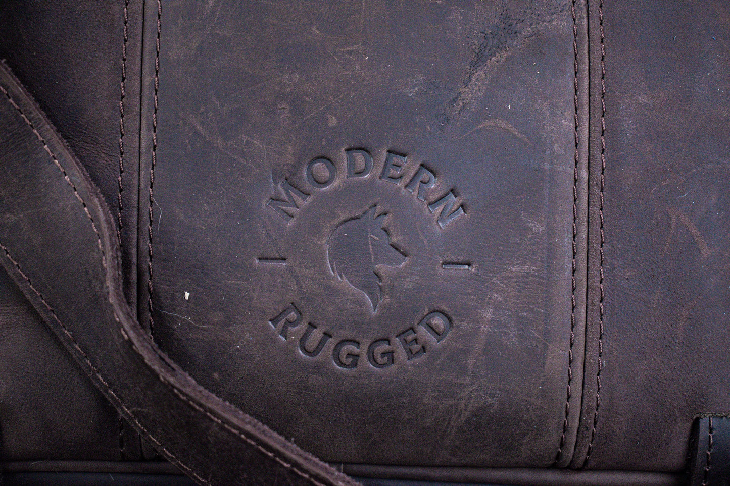 NEW Leather Hide Laptop Bag- Weathered Mahogany (Buckles)