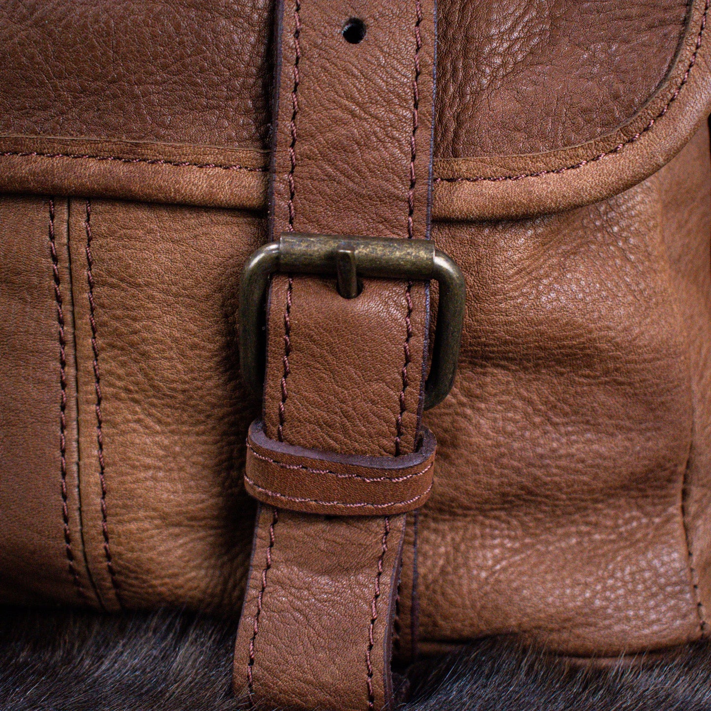 NEW Leather Hide Laptop Bag- Soft Textured Tan (Buckles)