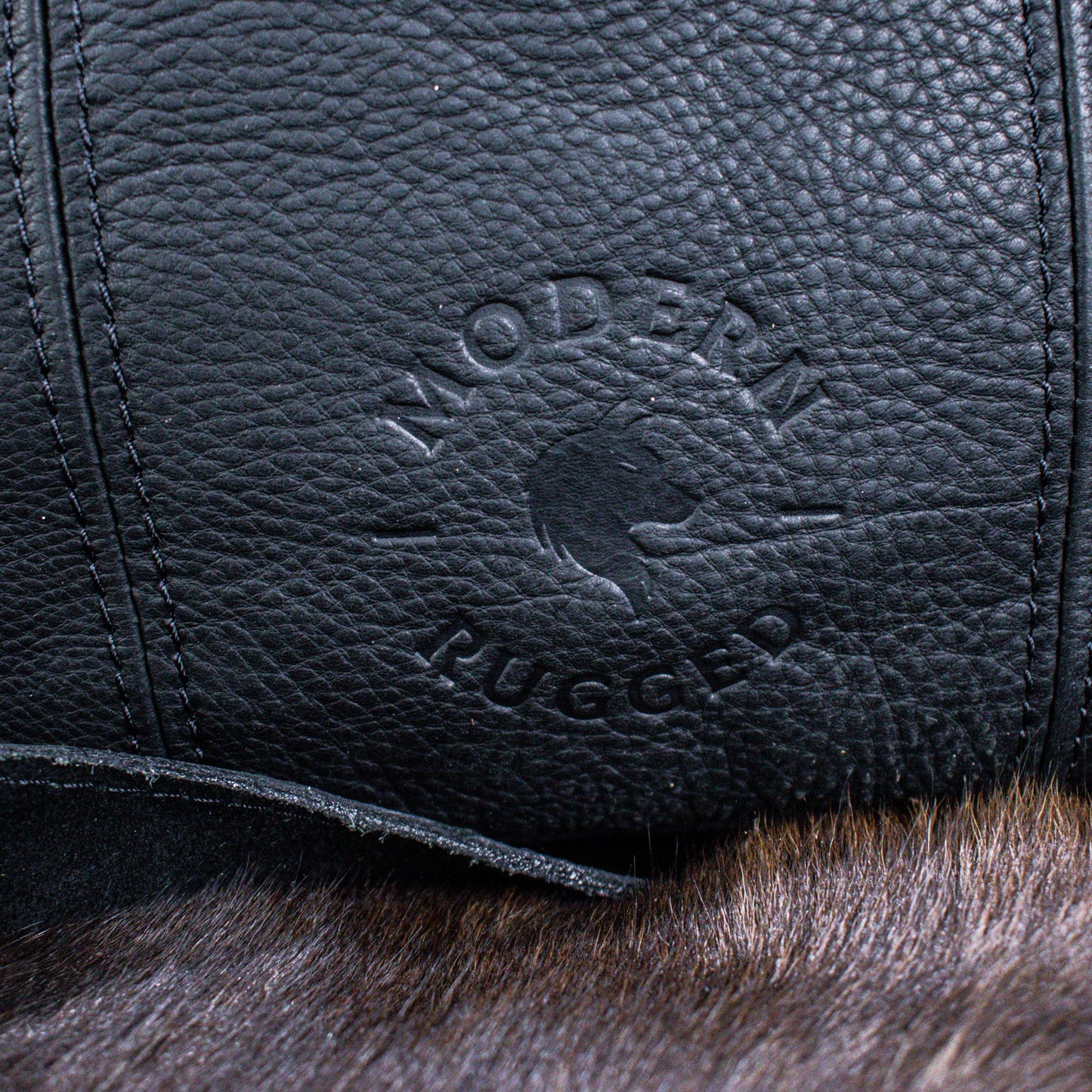 NEW Leather Hide Laptop Bag- Black (Buckles)