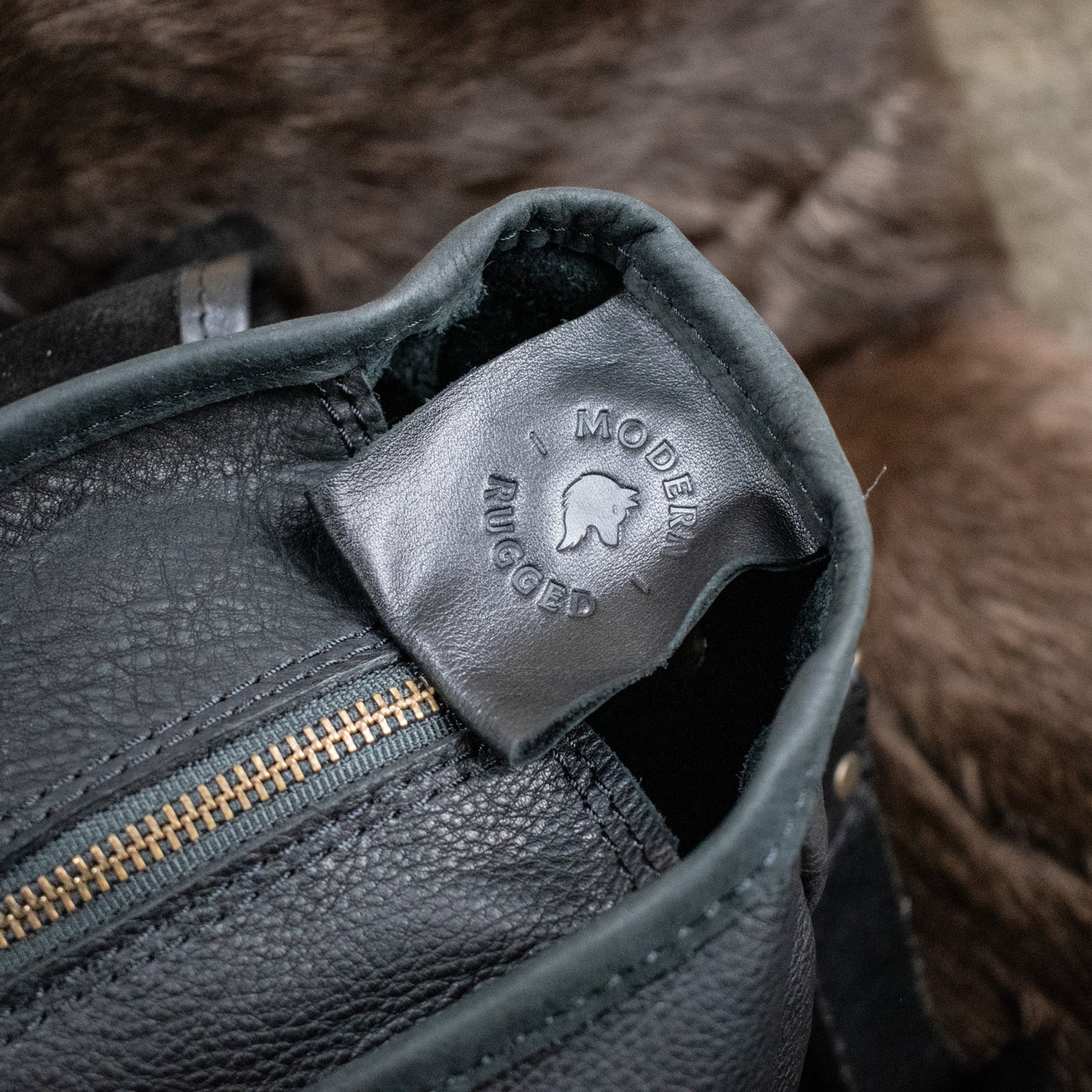 NEW Leather Hide Laptop Bag- Black (Buckles)