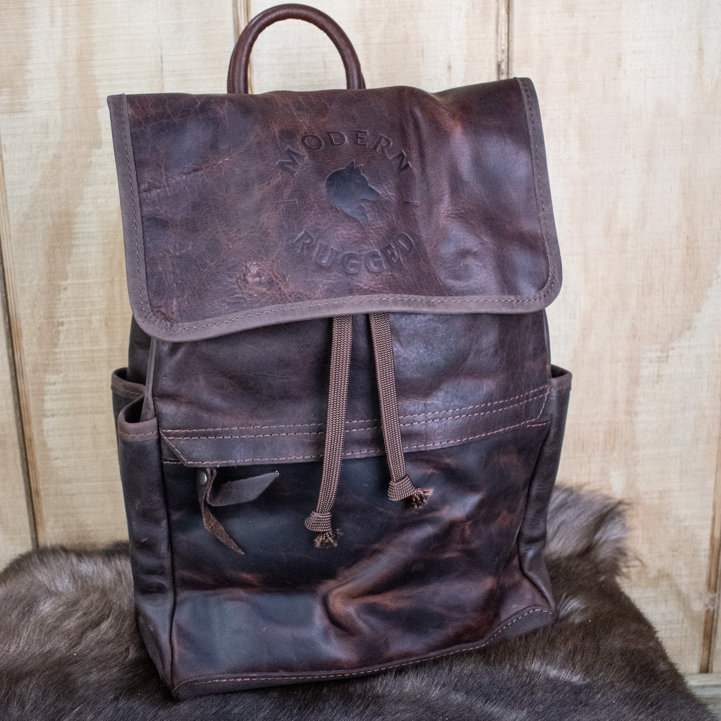 NEW Leather Hide Backpack - Mahogany and Brown (Rustic)