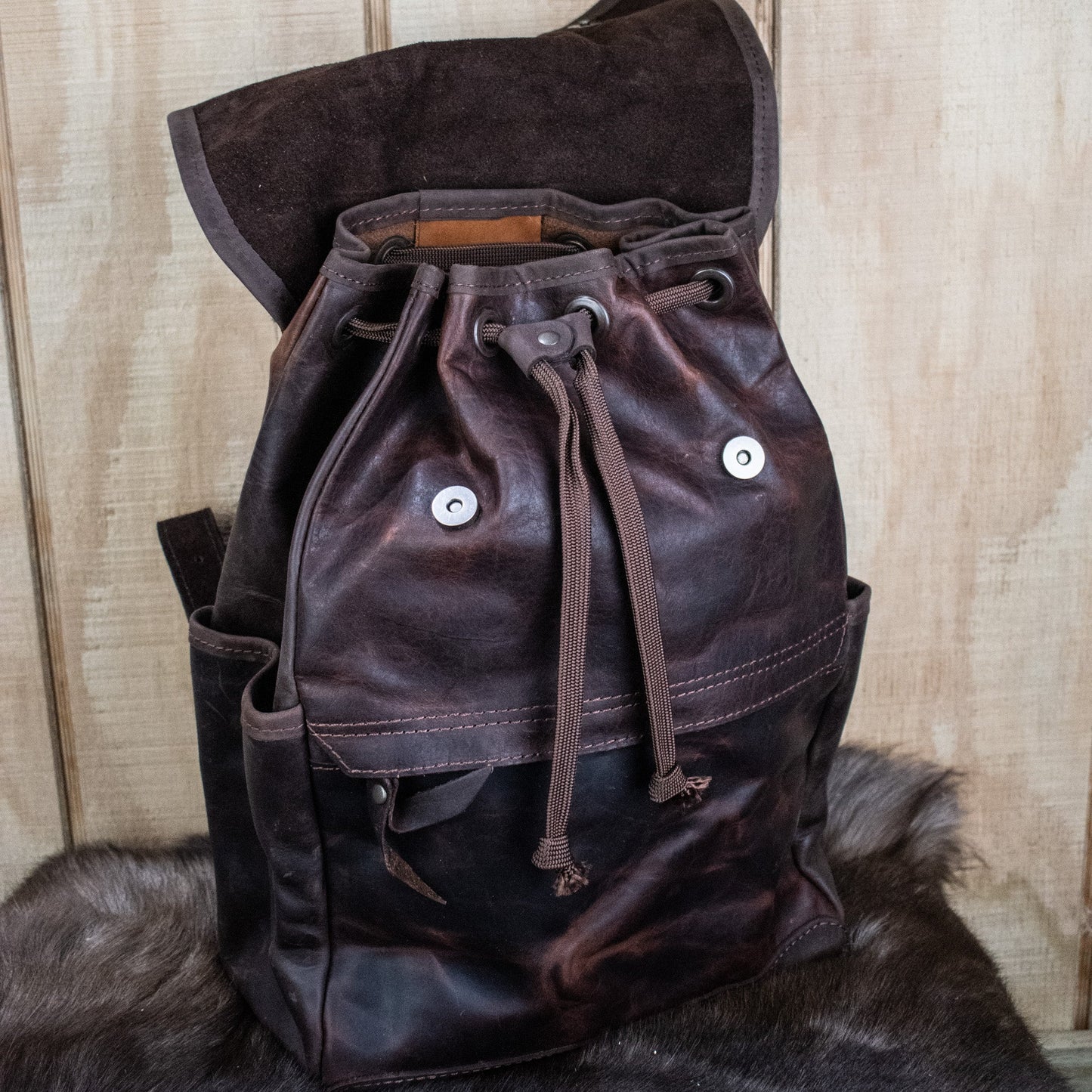 NEW Leather Hide Backpack - Mahogany and Brown (Rustic)