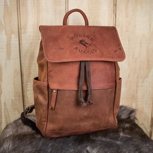 NEW Leather Hide Backpack - Rust (Weathered)