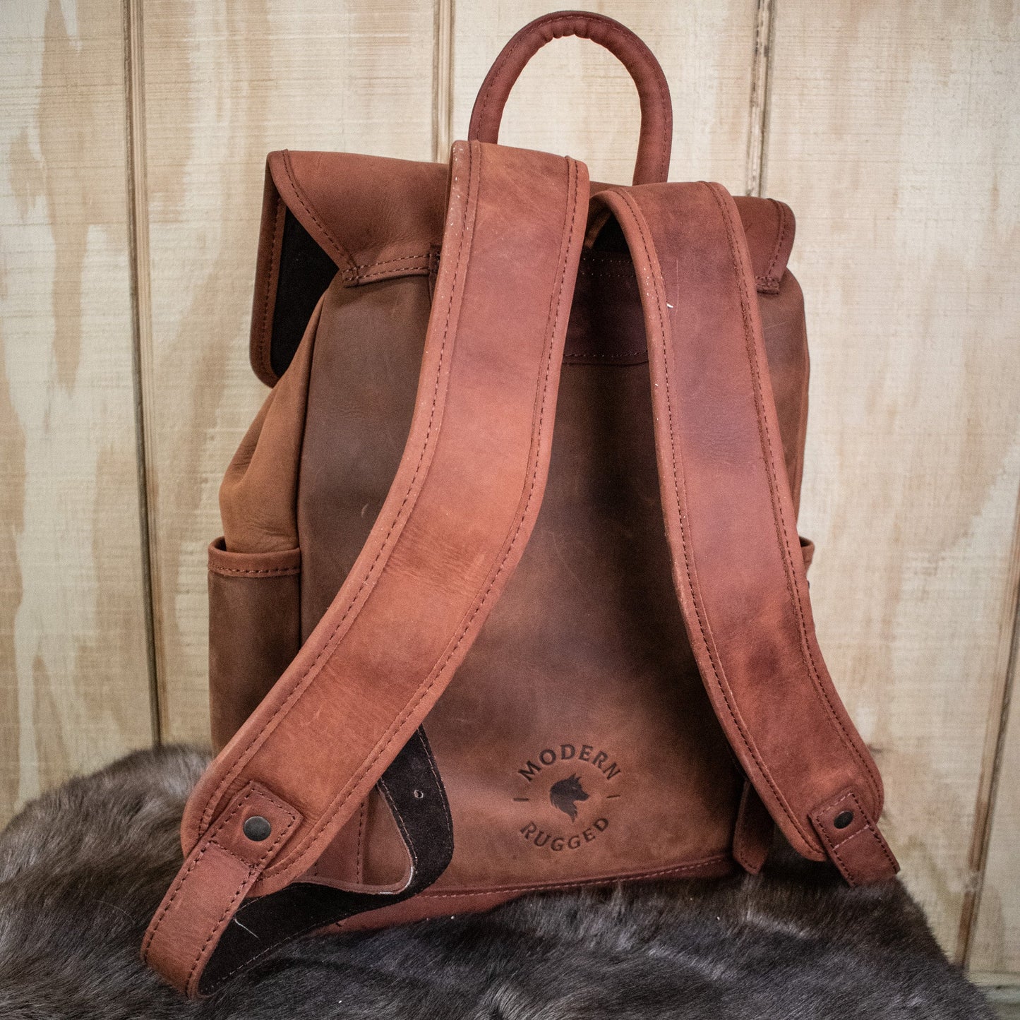 NEW Leather Hide Backpack - Rust (Weathered)