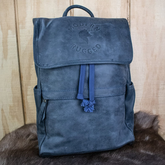NEW Leather Hide Backpack - Soft Navy (Weathered)