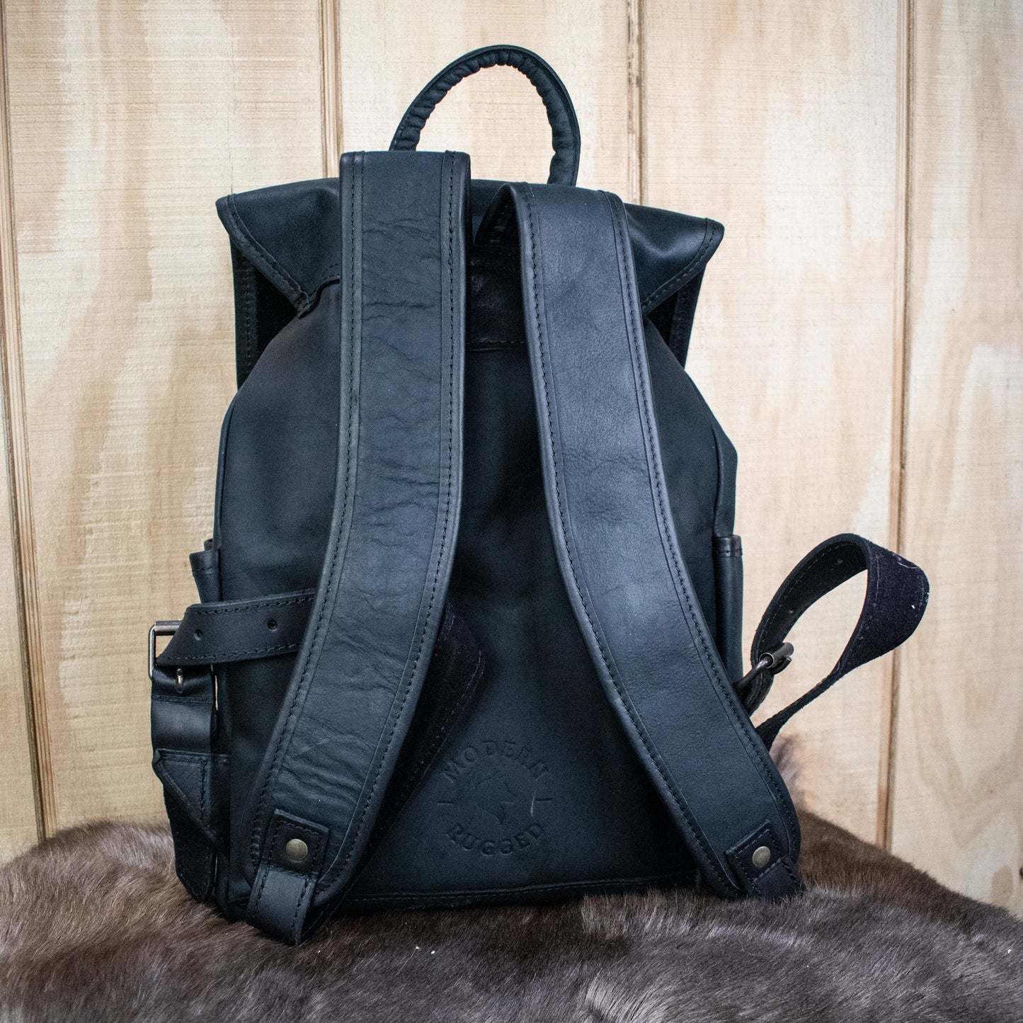 NEW Leather Hide Backpack - Black