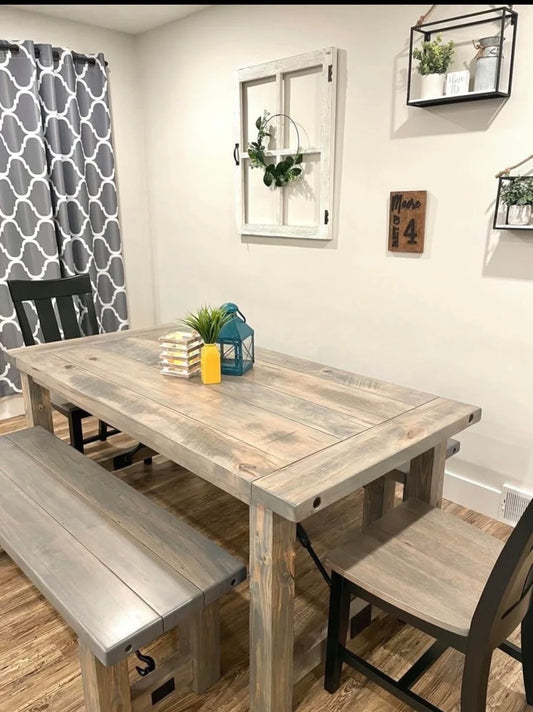 NEW Turnbuckle Dining Table with Connected Post Legs