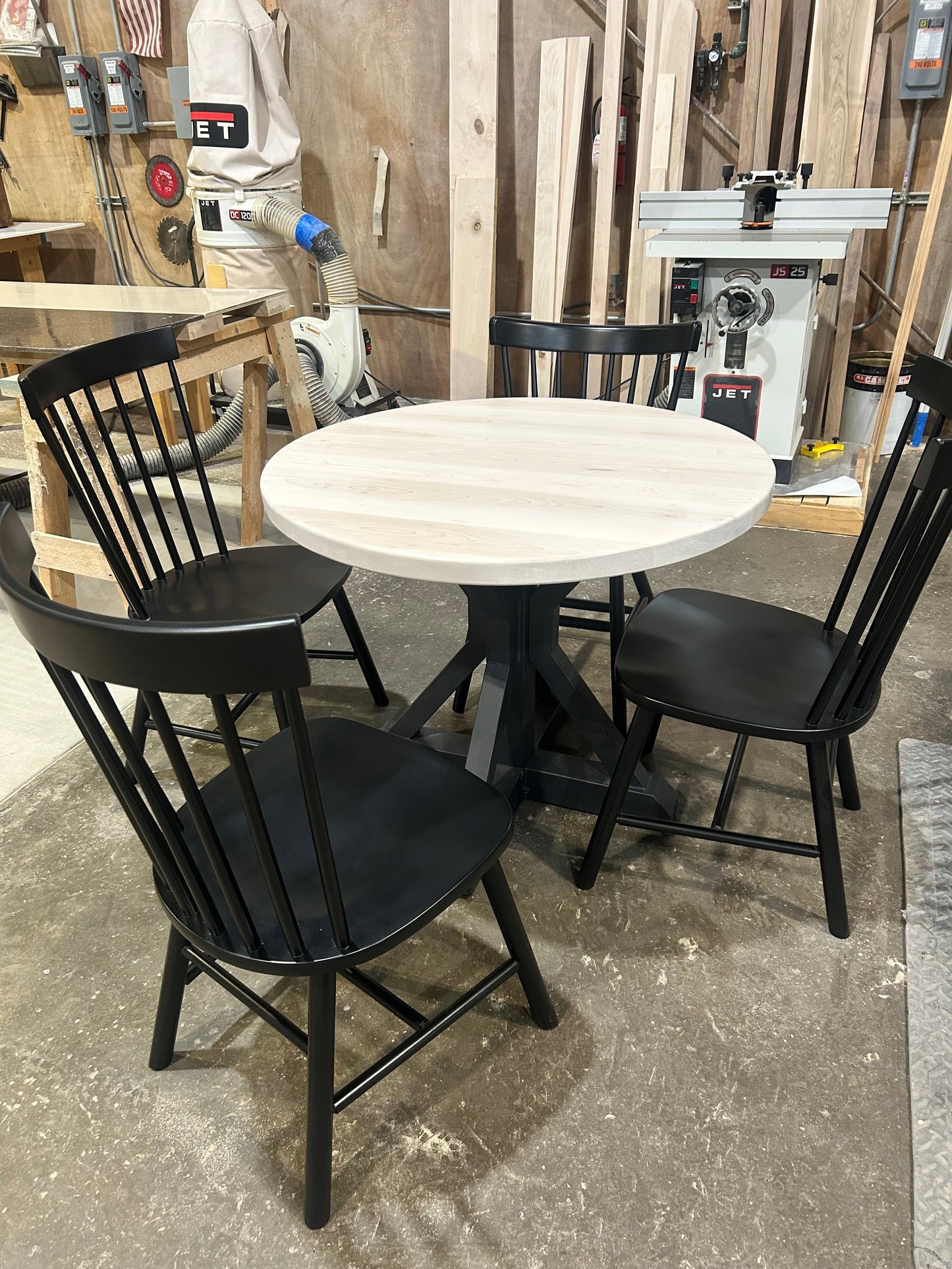 NEW 36” round dining table with metal base