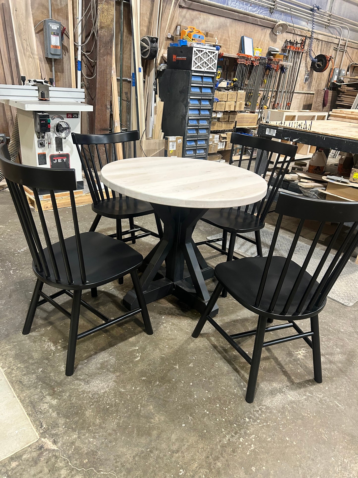 NEW 36” round dining table with metal base