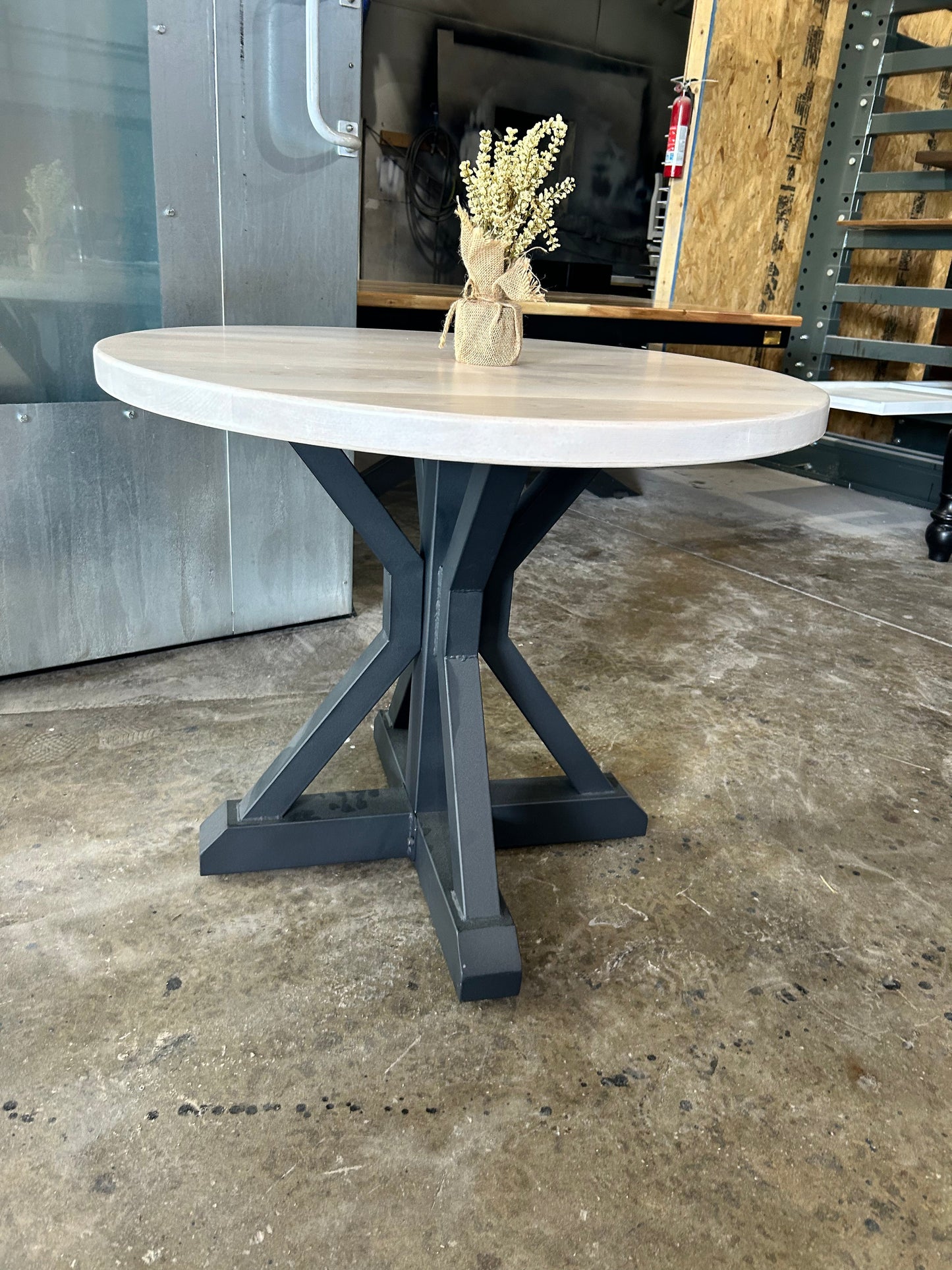 NEW 36” round dining table with metal base