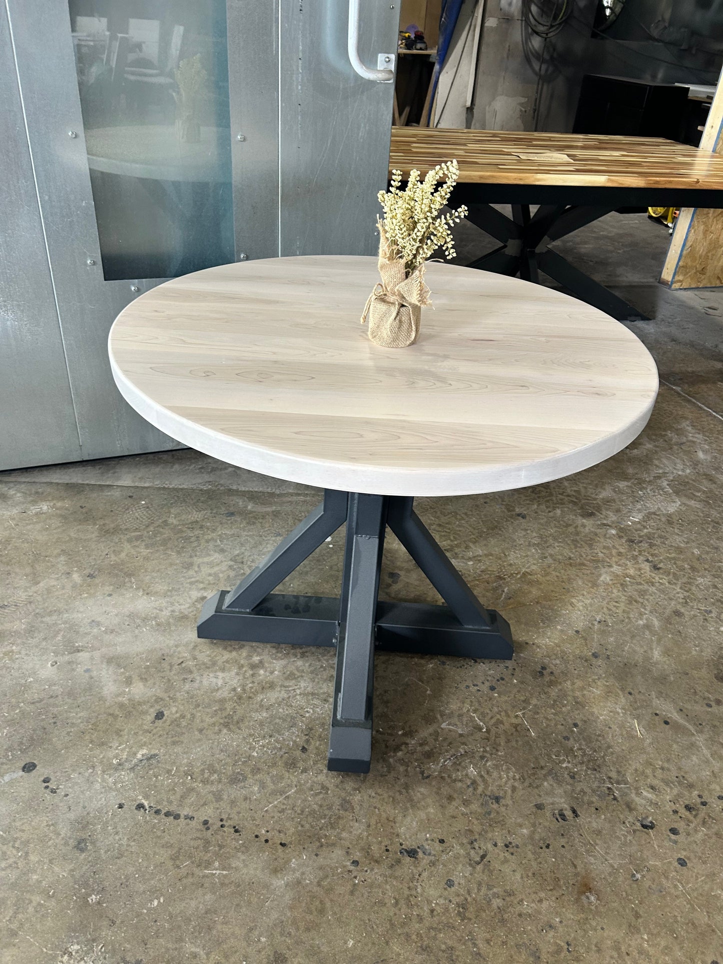 NEW 36” round dining table with metal base