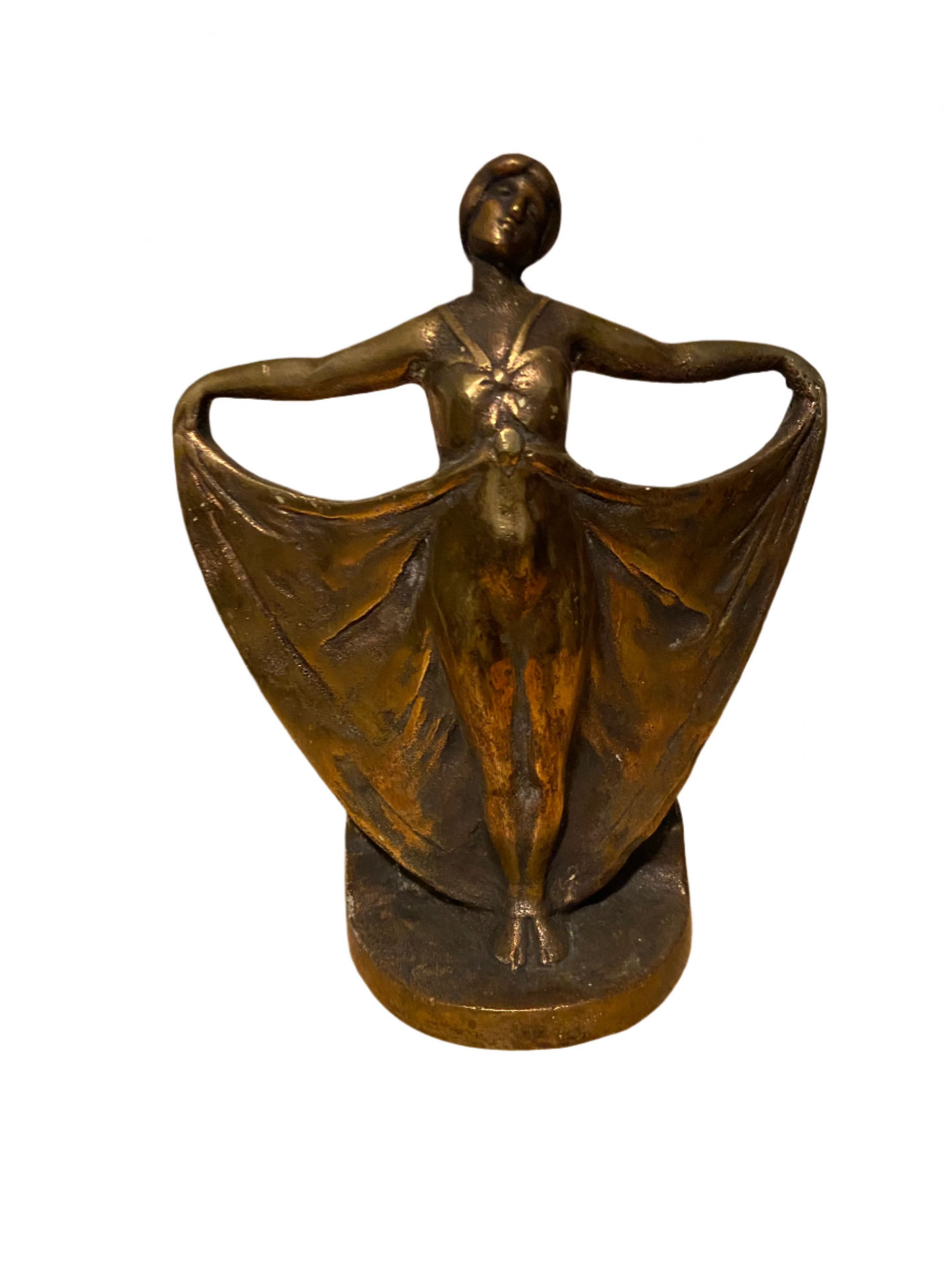 Original Antique Cast Bronze Art Nouveau Dancing Lady Door Stop