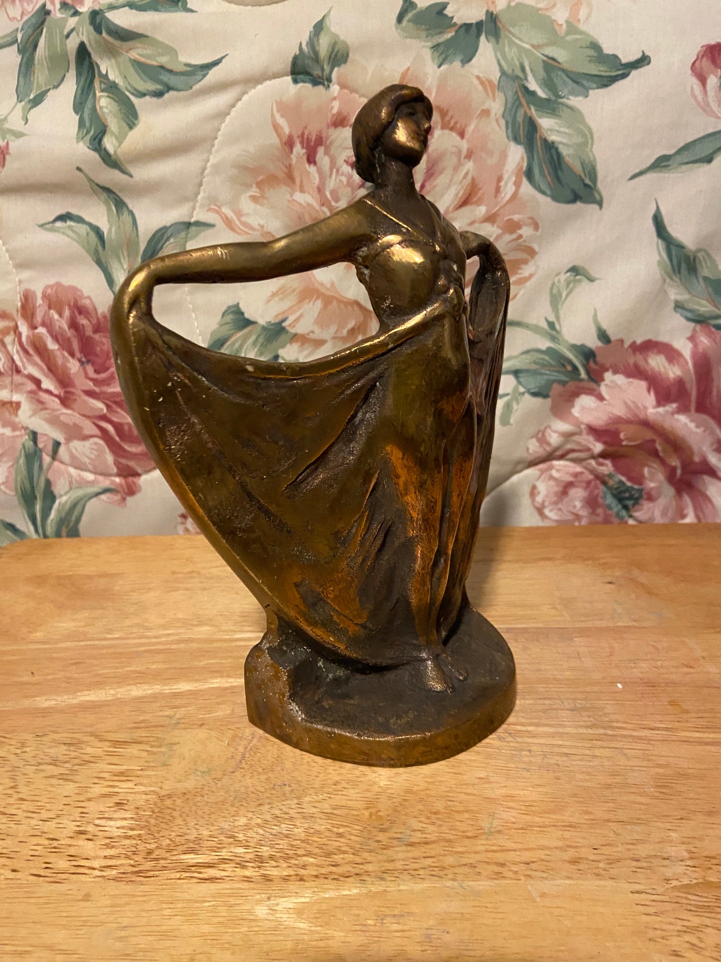 Original Antique Cast Bronze Art Nouveau Dancing Lady Door Stop