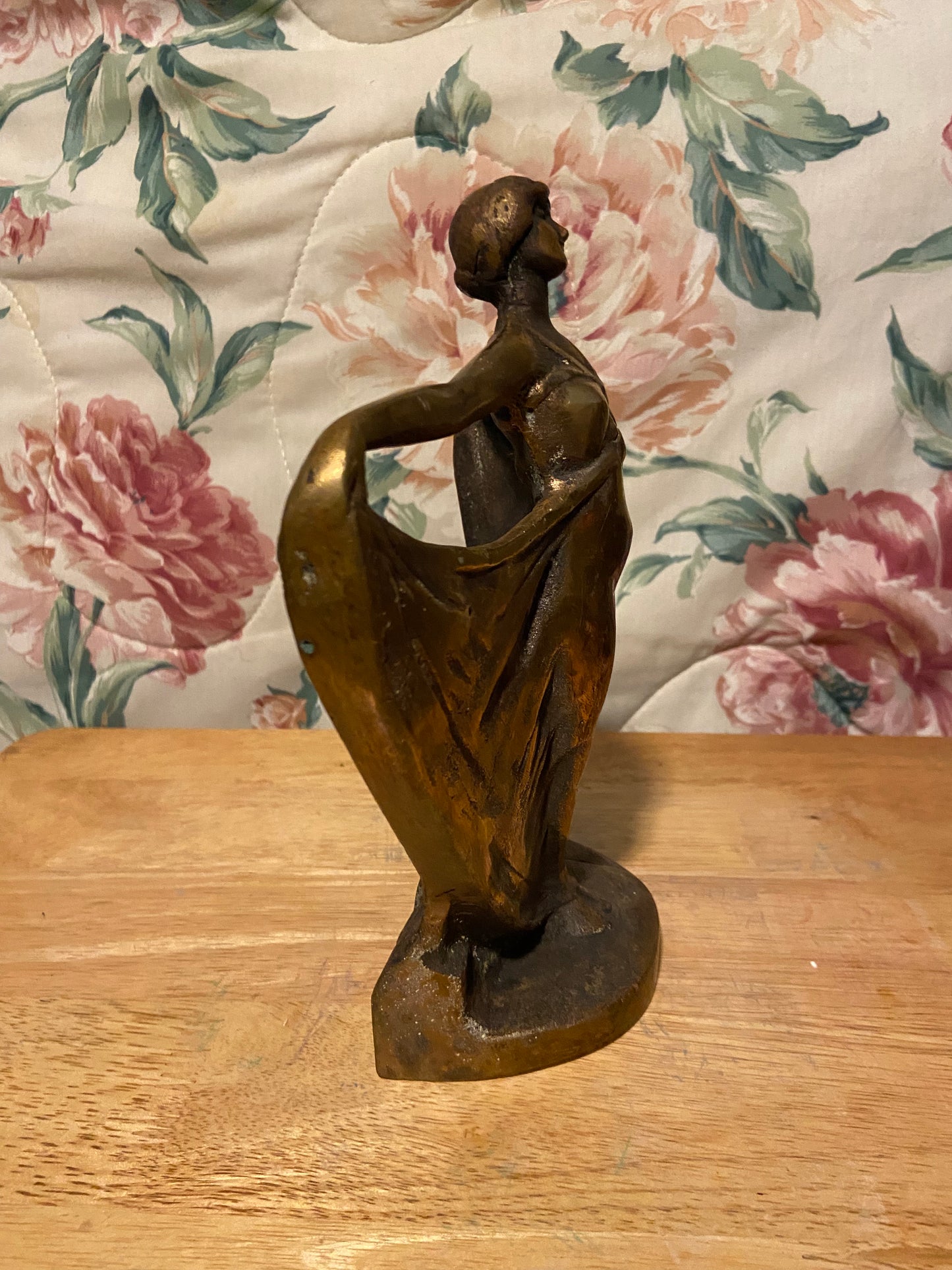 Original Antique Cast Bronze Art Nouveau Dancing Lady Door Stop