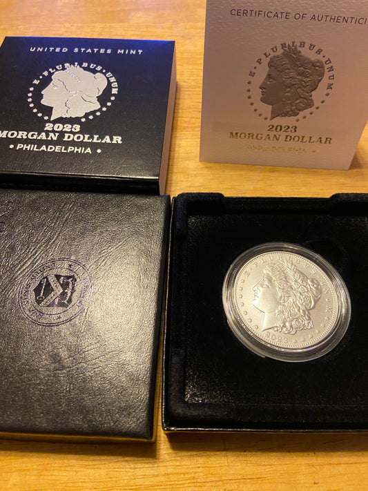 Uncirculated 2023 Philadelphia Morgan Silver Dollar w/Box and COA