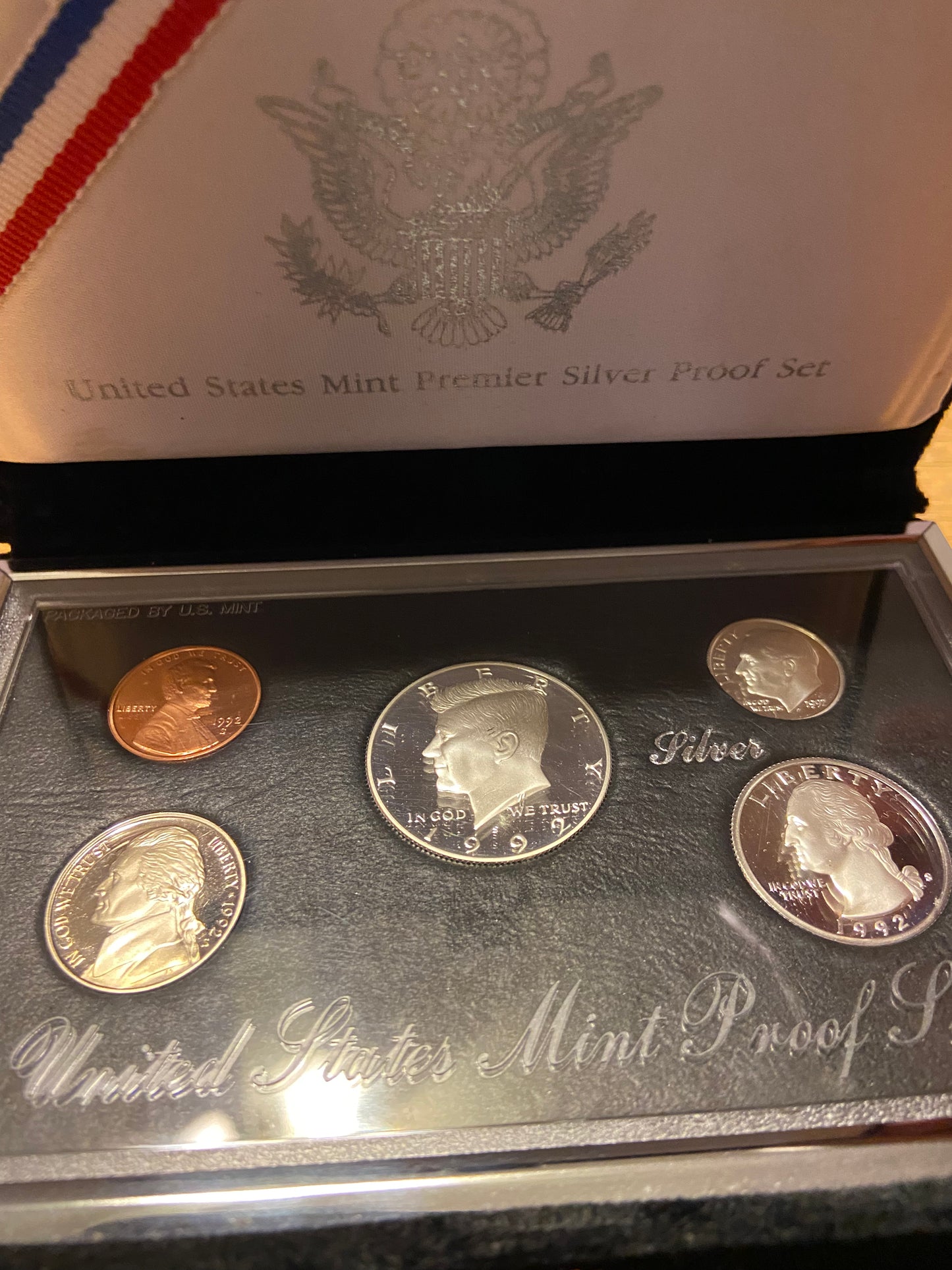 1992-s U.S. Mint Premier Silver Proof Set with Special Presentation Display Box