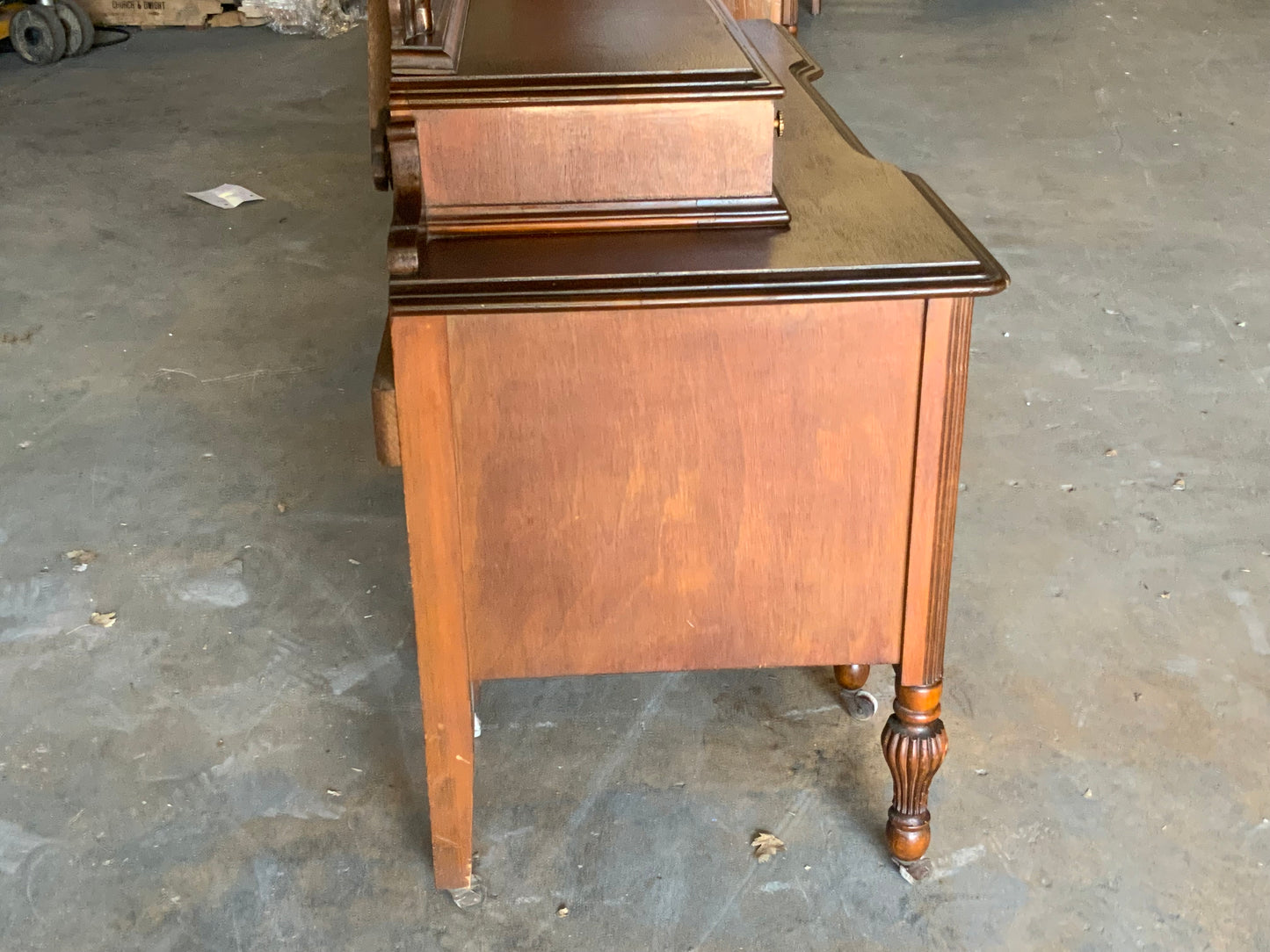 Vintage Walnut Depression Vanity with Mirror