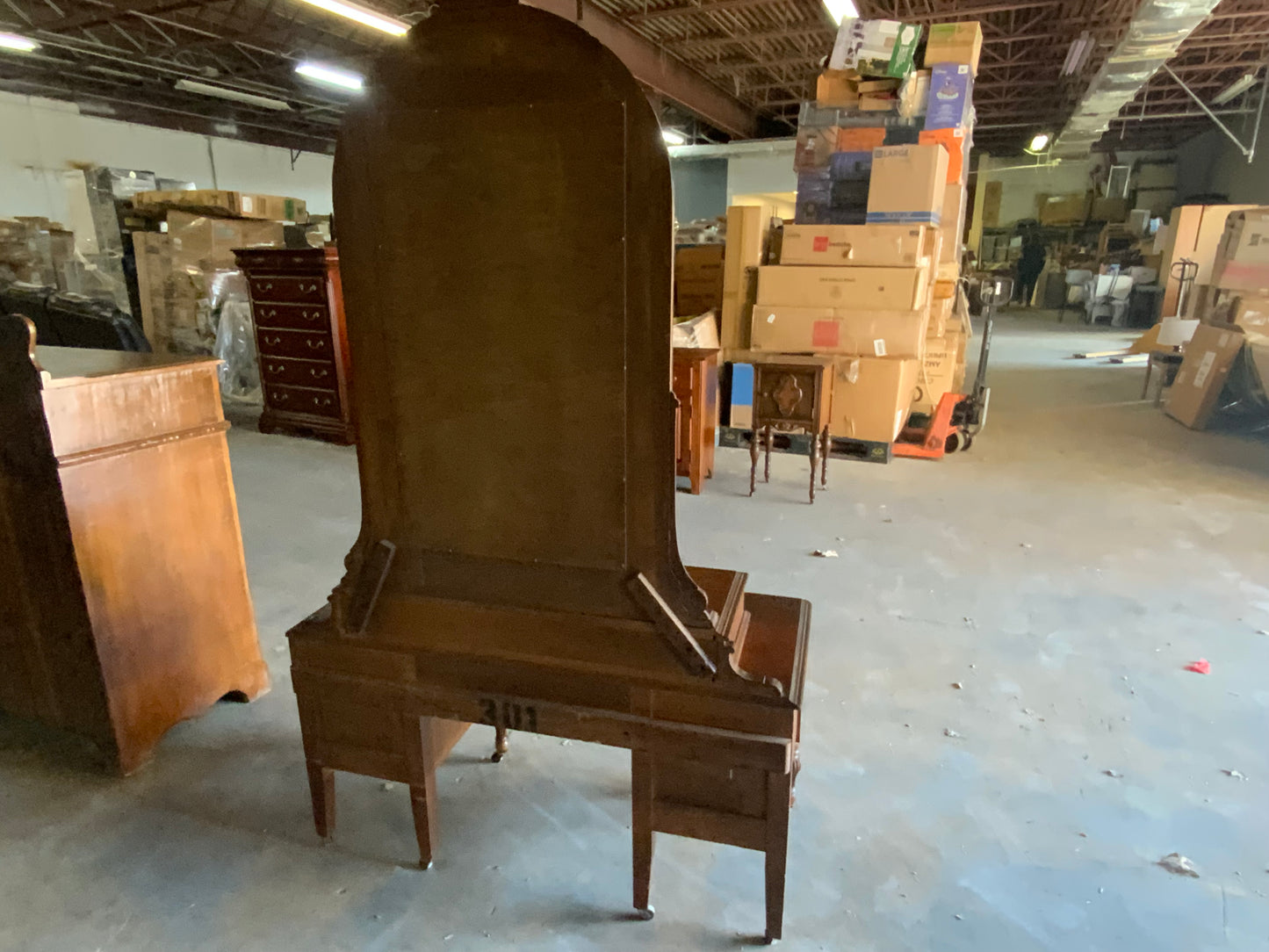 Vintage Walnut Depression Vanity with Mirror