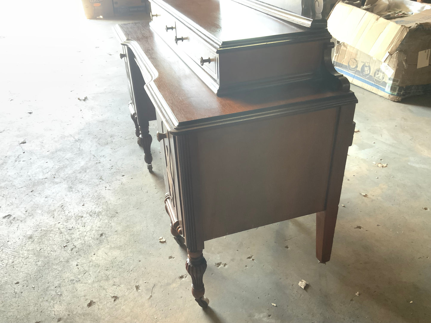 Vintage Walnut Depression Vanity with Mirror