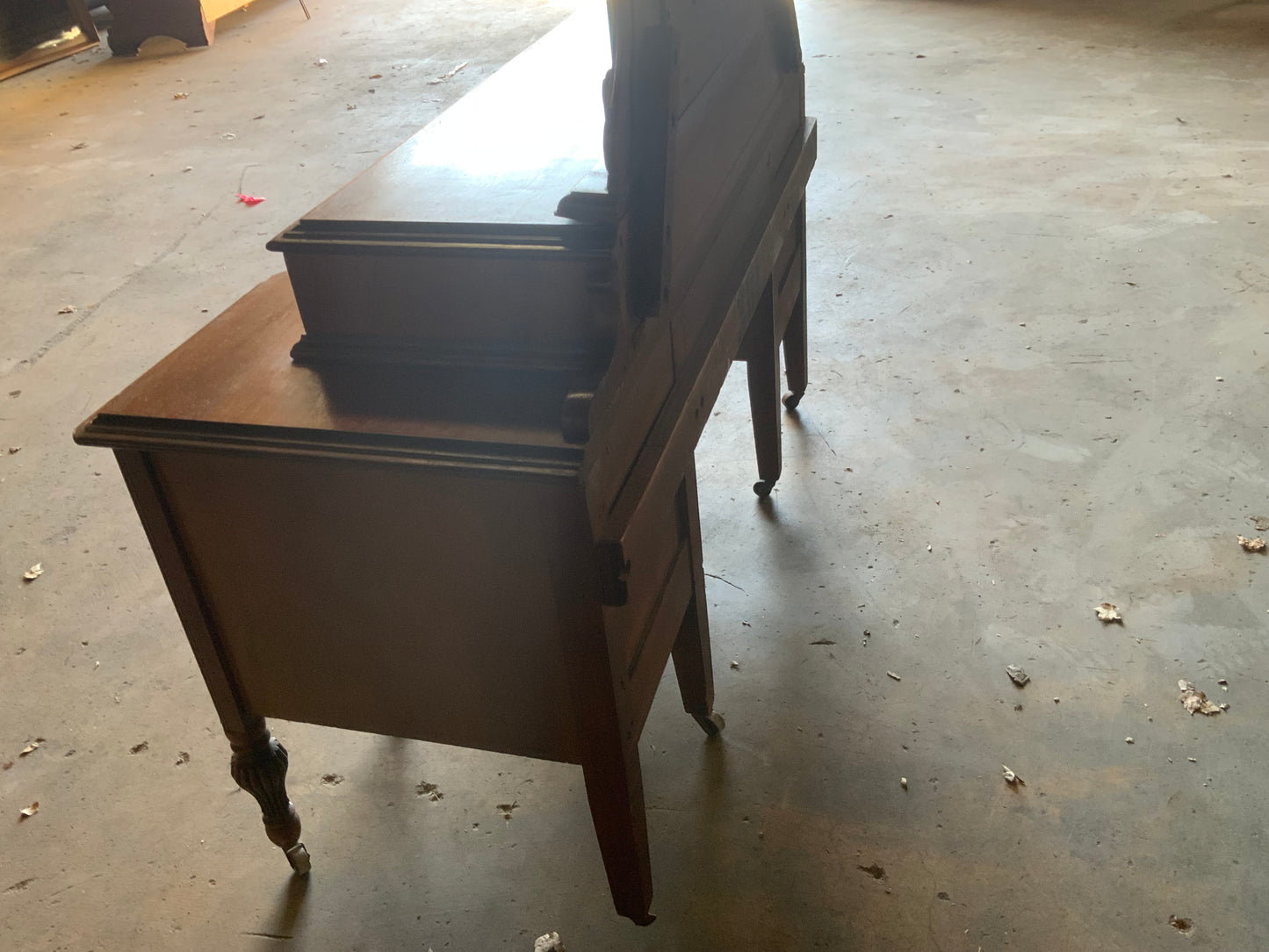 Vintage Walnut Depression Vanity with Mirror