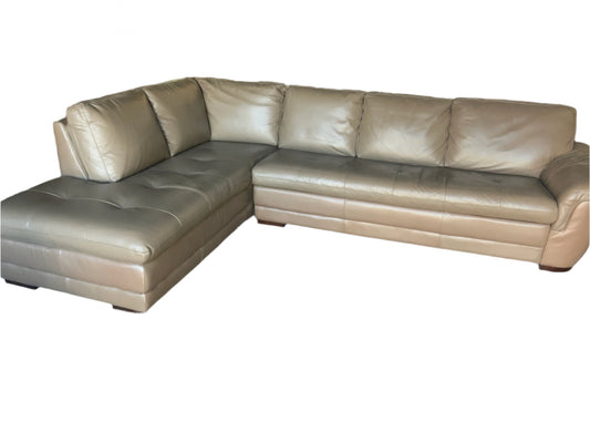 Modern 2pc Brown Leather Sectional Sofa