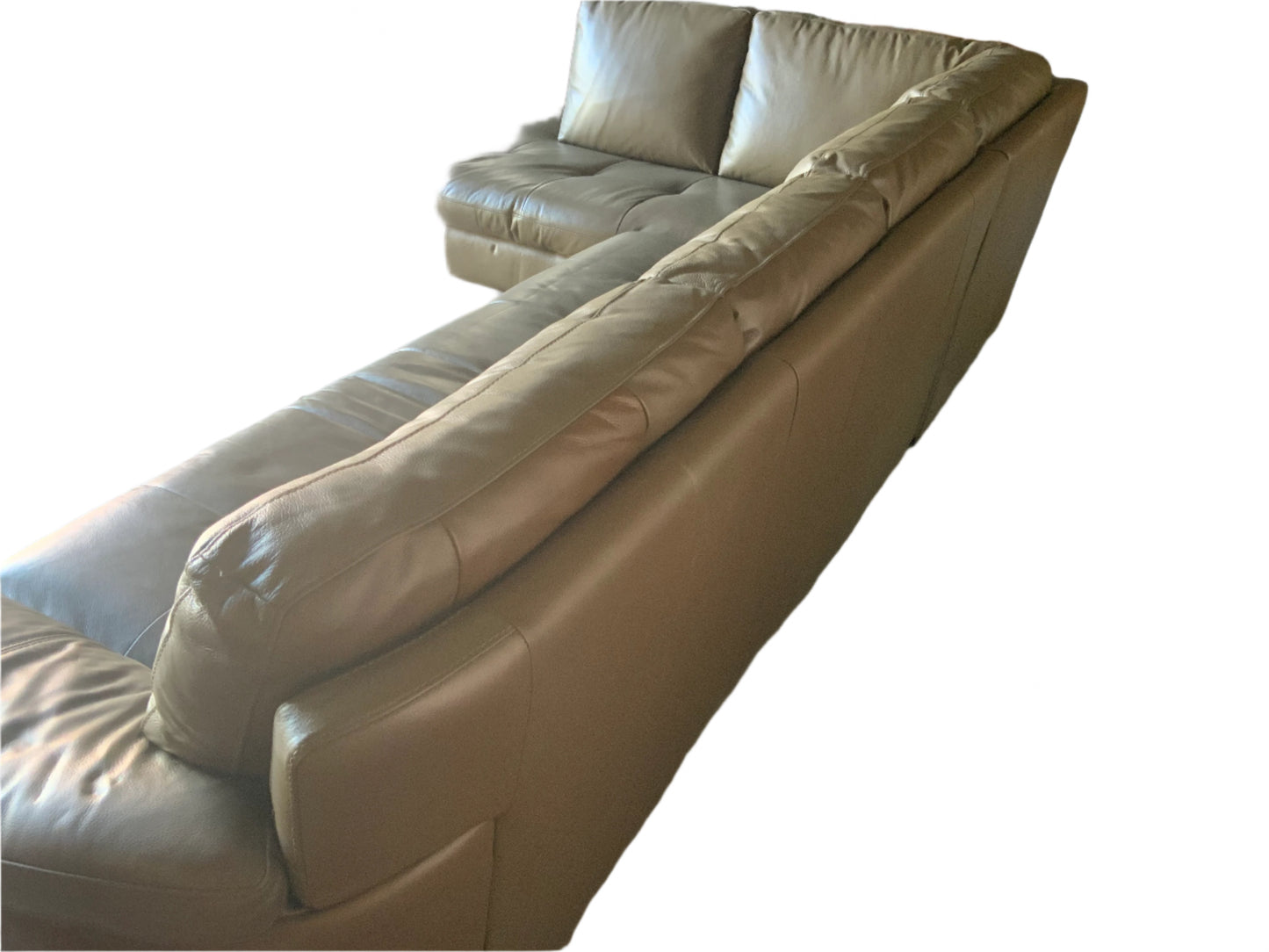 Modern 2pc Brown Leather Sectional Sofa