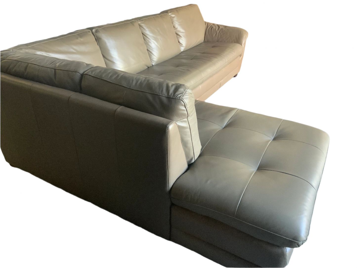 Modern 2pc Brown Leather Sectional Sofa