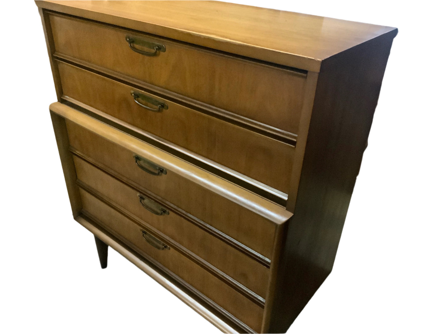 United Mid Century Modern Five Drawer Chest on Chest of Drawers