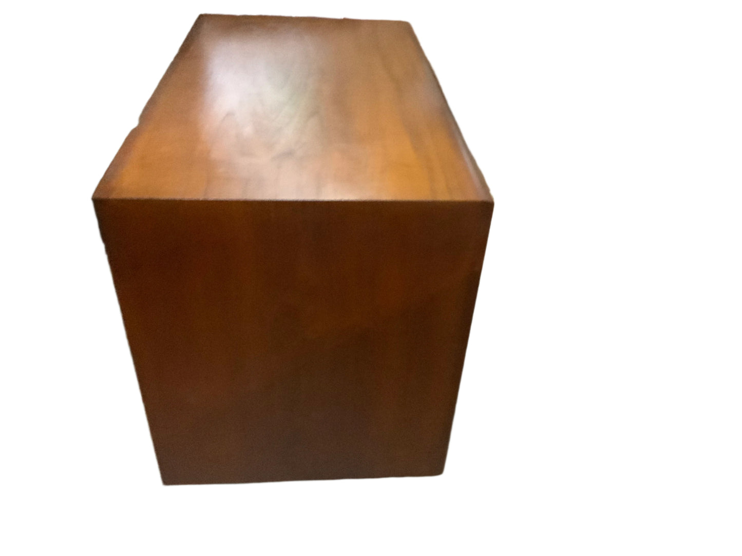 Mid Century Modern Platform Style Teak Wood Three Drawer Bachelors Chest Nightstand
