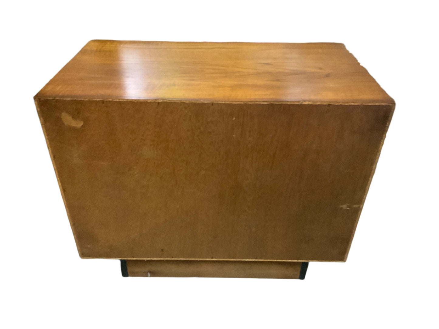 Mid Century Modern Platform Style Teak Wood Three Drawer Bachelors Chest Nightstand