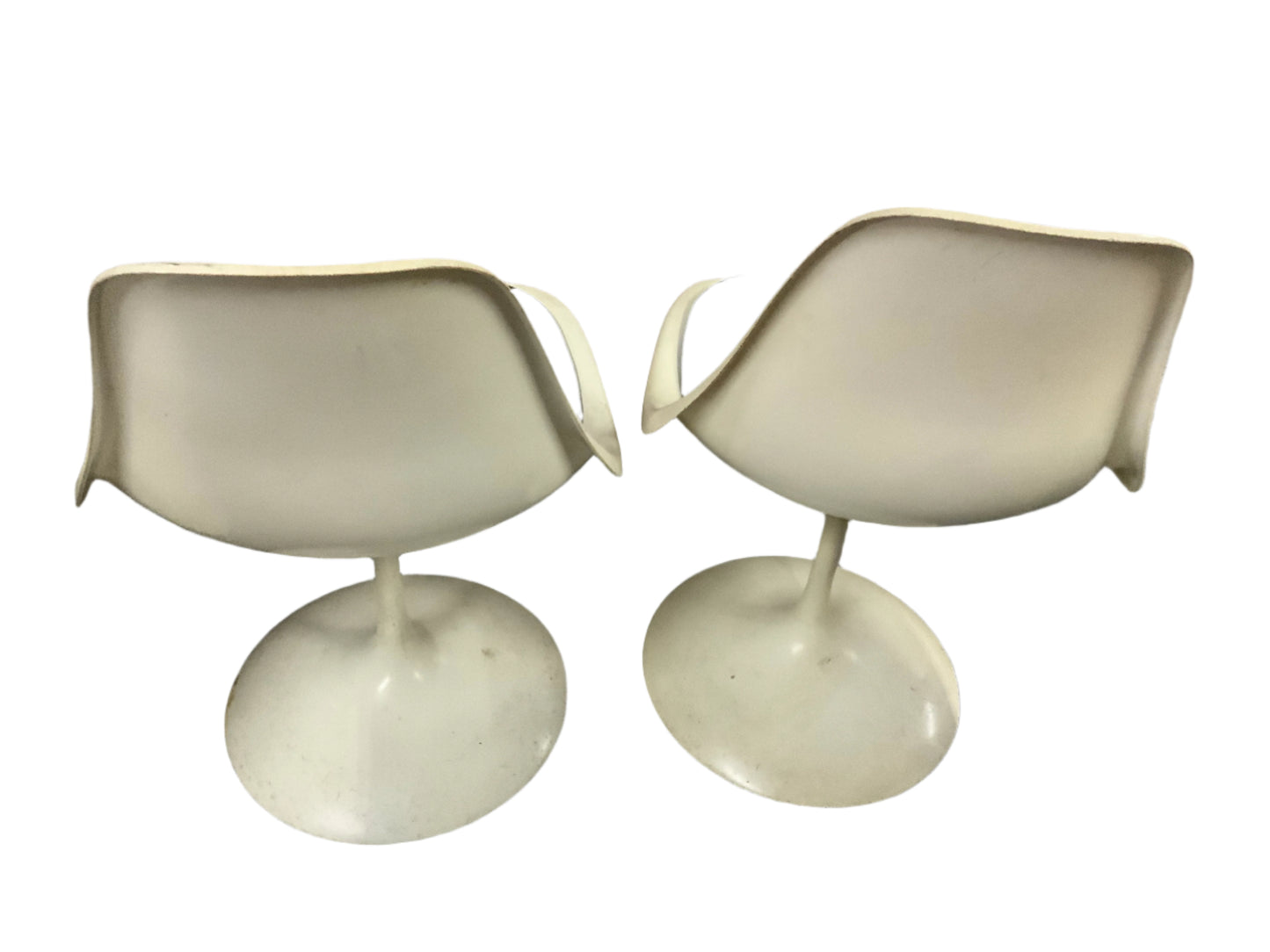 Set of Four Mid Century Modern Tulip Swivel Side Leather Seat Dining Chairs