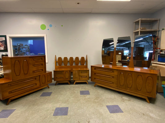 USED 5pc Full Mid Century Modern Bedroom Suite Set