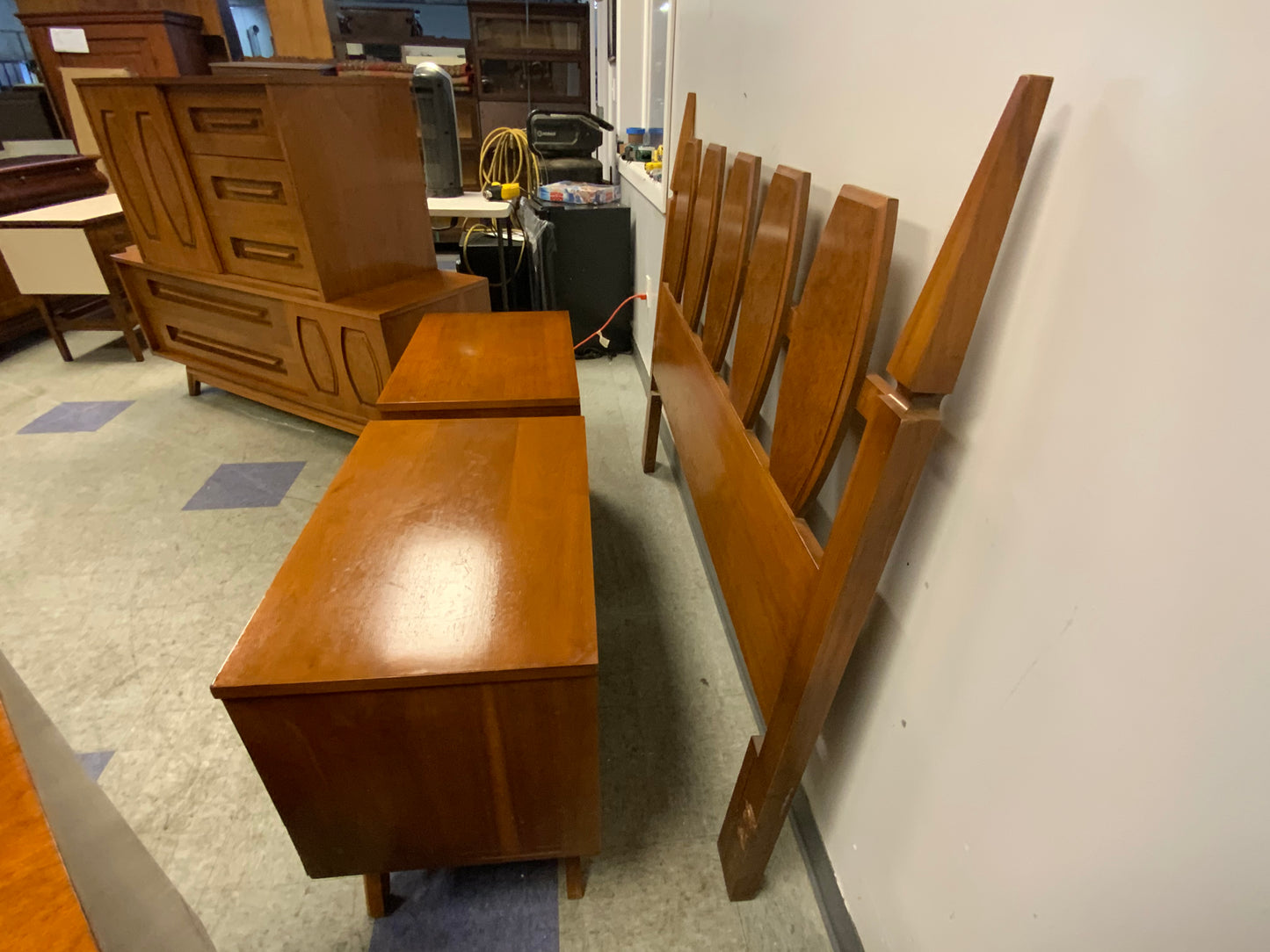 USED 5pc Full Mid Century Modern Bedroom Suite Set