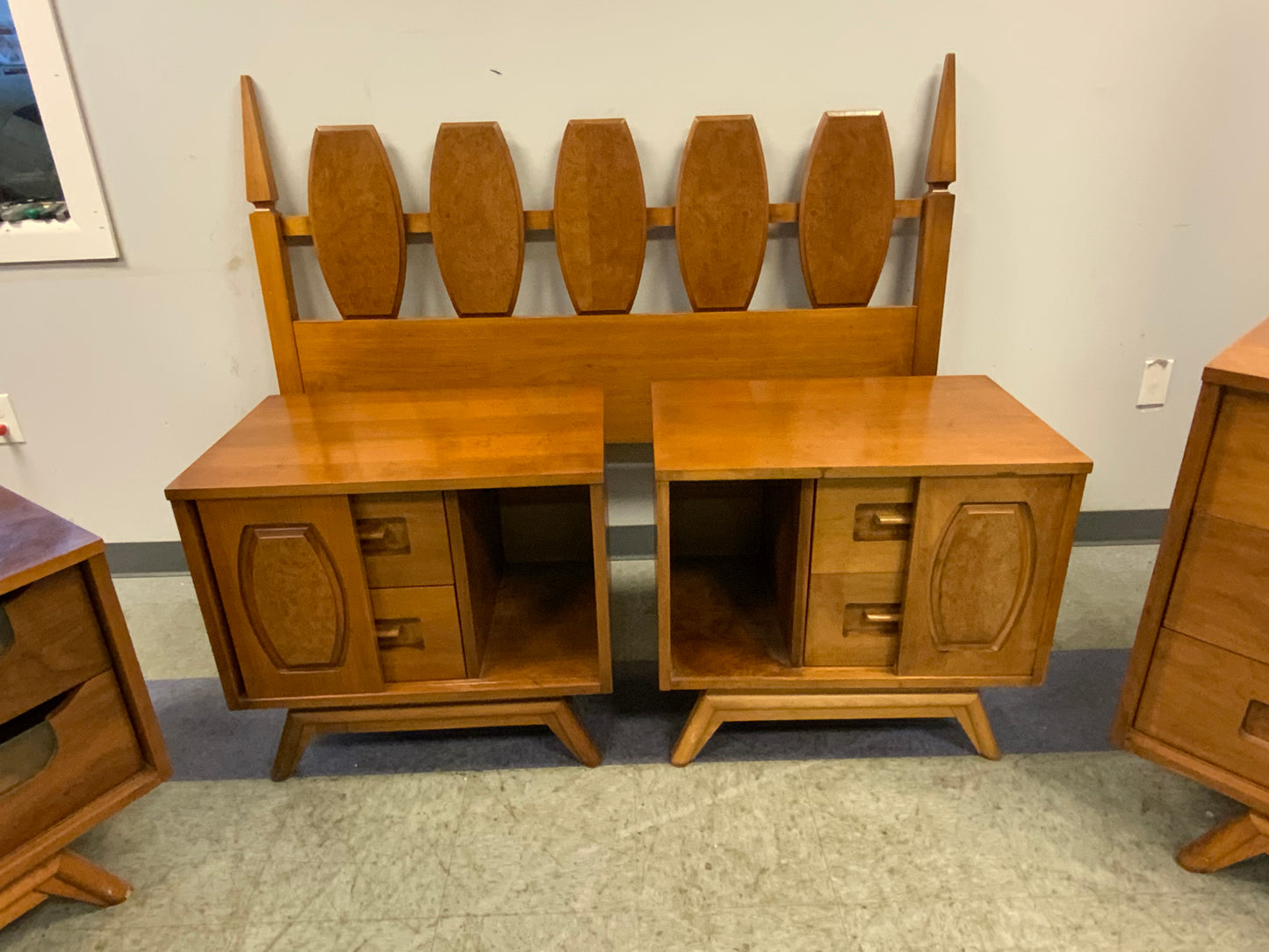 USED 5pc Full Mid Century Modern Bedroom Suite Set