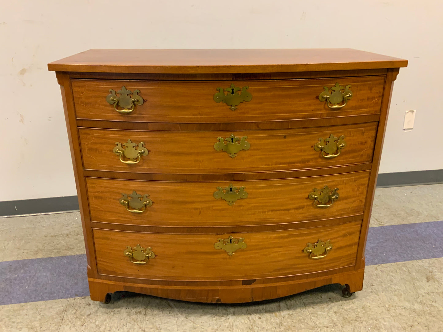 Antique 4 Drawer Brass Hardware Chest of Drawers