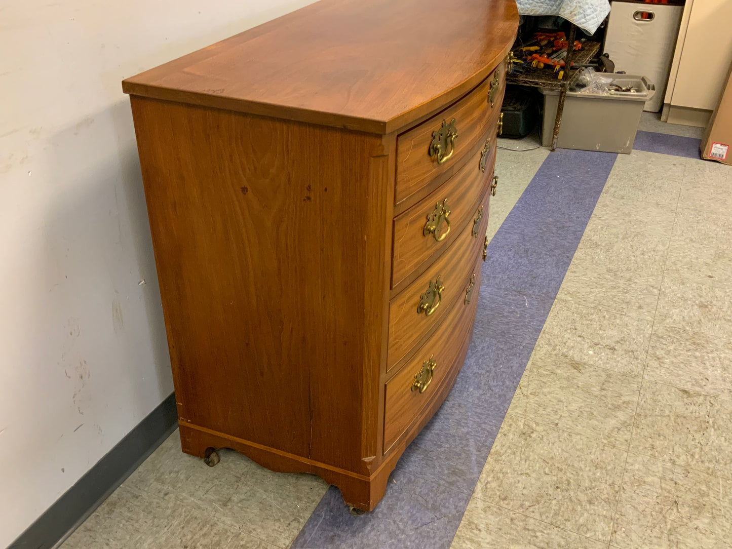 Antique 4 Drawer Brass Hardware Chest of Drawers